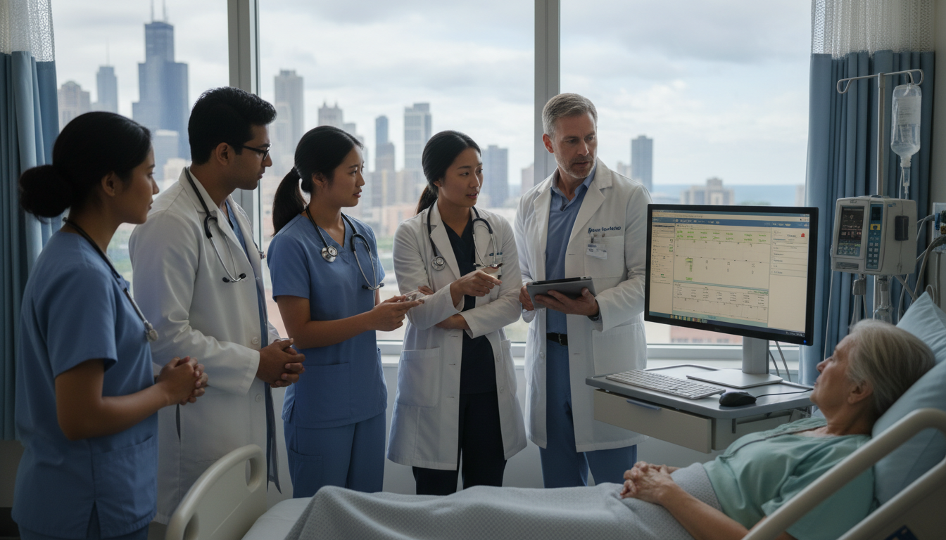 Medical resident team rounding in Chicago hospital - Chicago residency programs for Low Step Score Strategies for Residency P