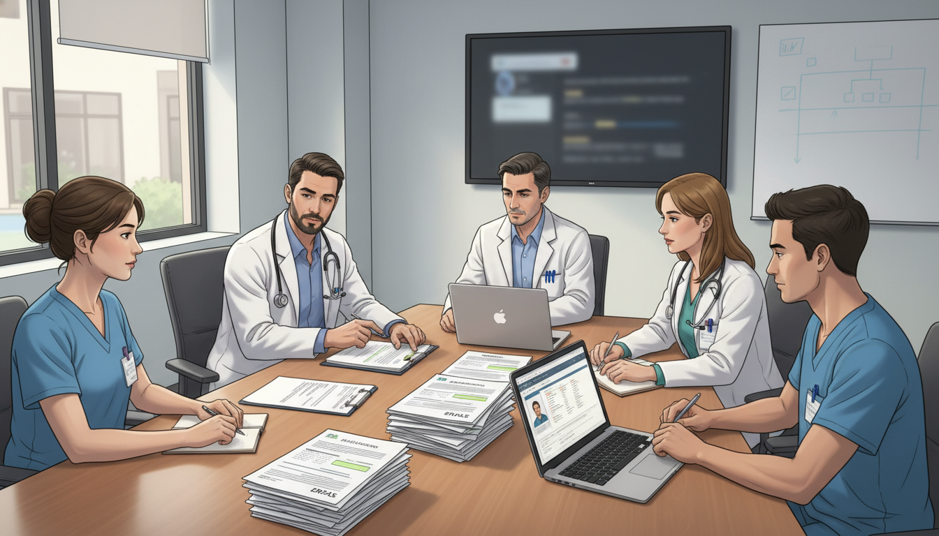 Community hospital residency team discussing applicants during selection season Community hospital residency team discussing applicants during selection season - community hospital residency for Failed Mat