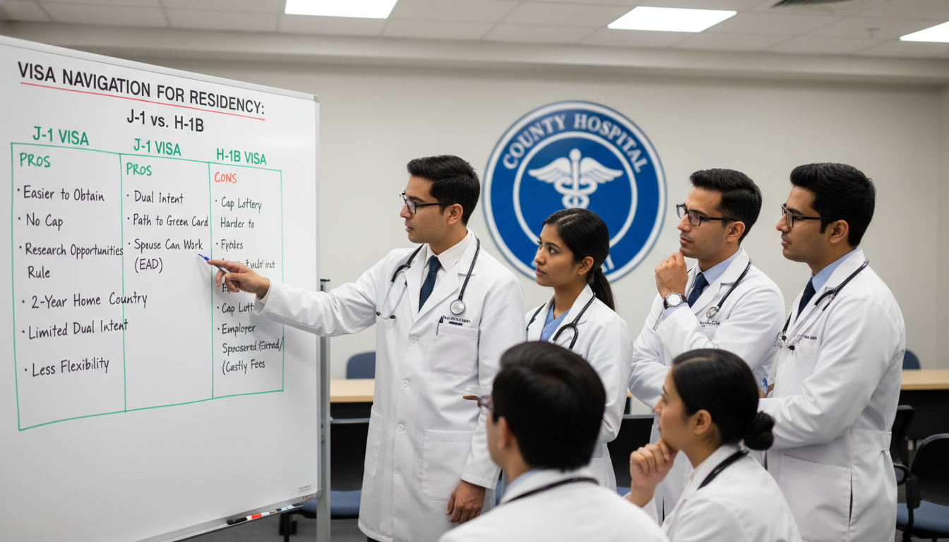 Comparison of J-1 and H-1B residency visa paths for IMGs Comparison of J-1 and H-1B residency visa paths for IMGs - county hospital residency for Visa Navigation for Residency for Re