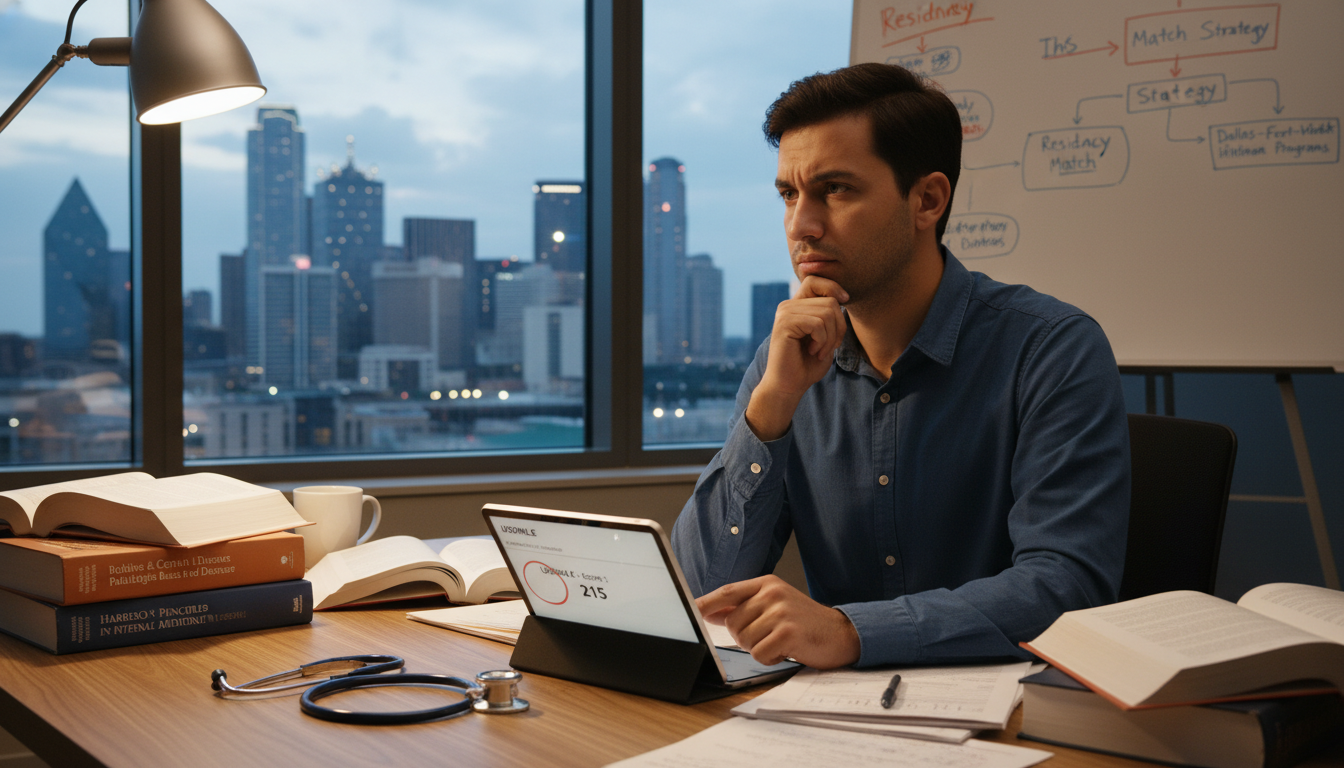 Medical student reviewing low USMLE scores in Dallas-Fort Worth - Dallas residency programs for Low Step Score Strategies for