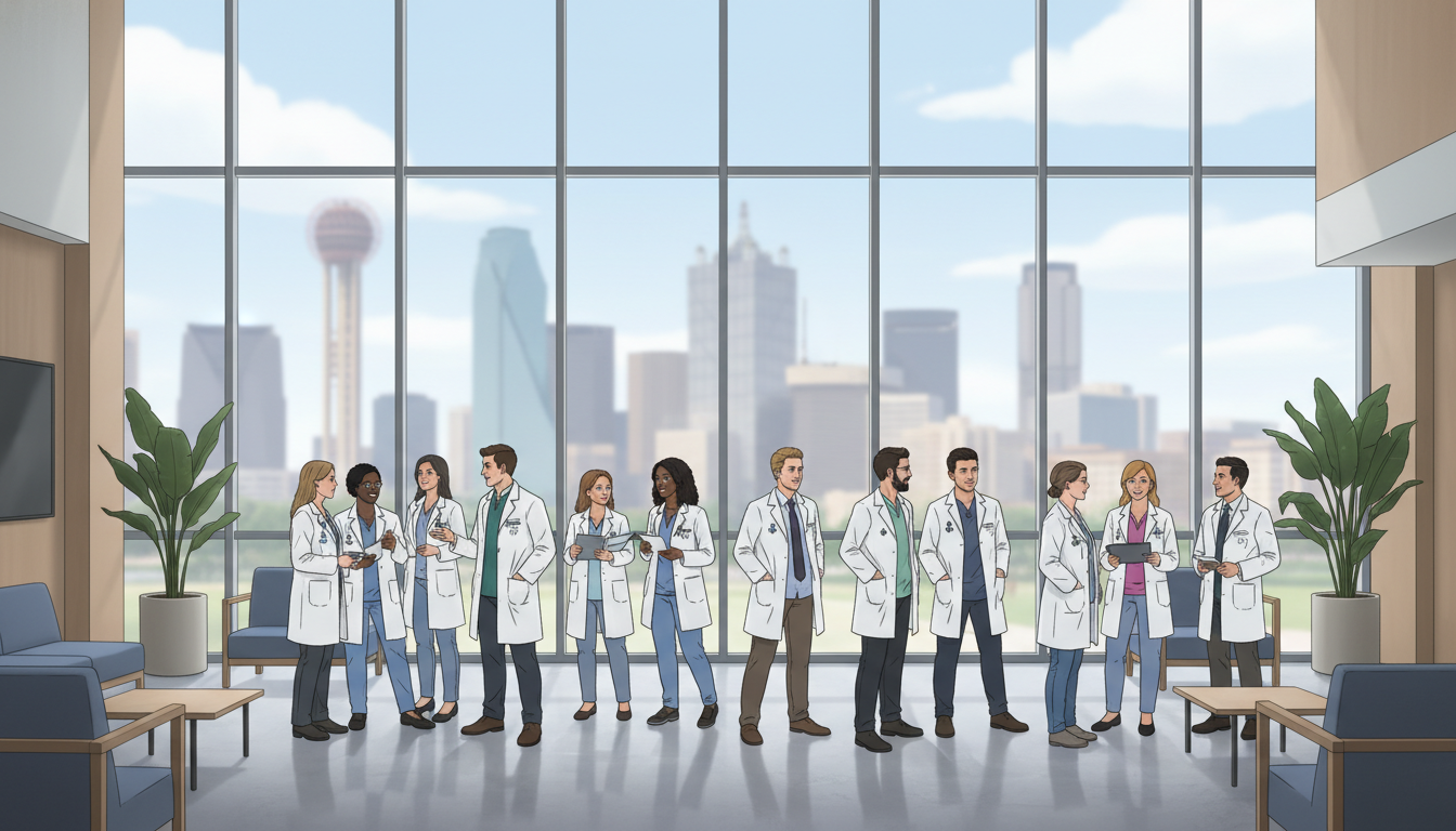 Medical students networking at a Dallas hospital - Dallas residency programs for Low Step Score Strategies for Residency Prog