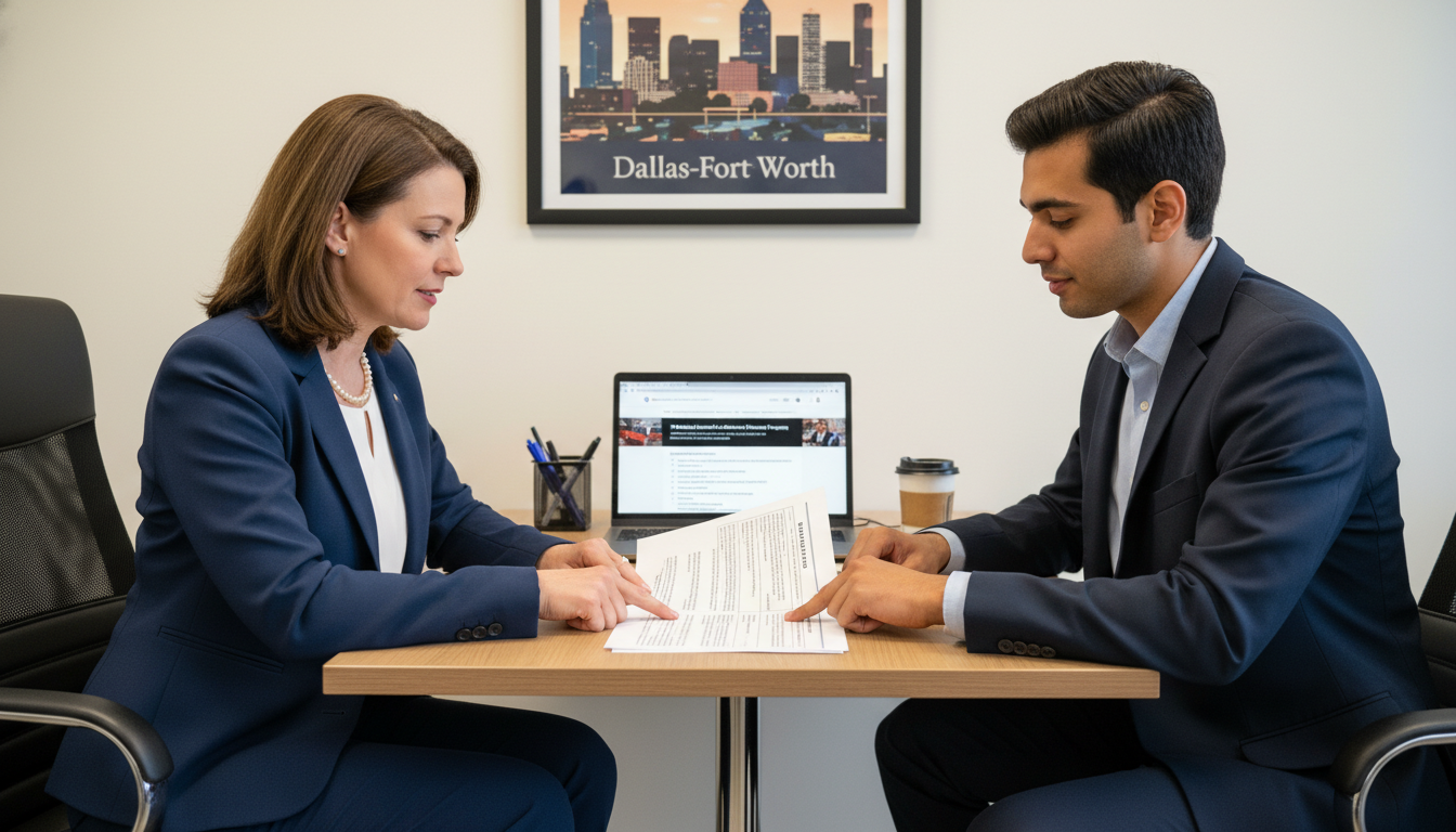 Hospital administrator explaining visa options to an IMG in Dallas-Fort Worth Hospital administrator explaining visa options to an IMG in Dallas-Fort Worth - Dallas residency programs for Visa Navigation