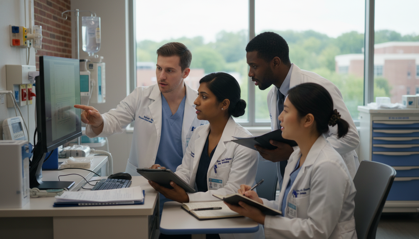 Residents collaborating and mentoring in a Maryland hospital - DC residency programs for Low Step Score Strategies for Reside