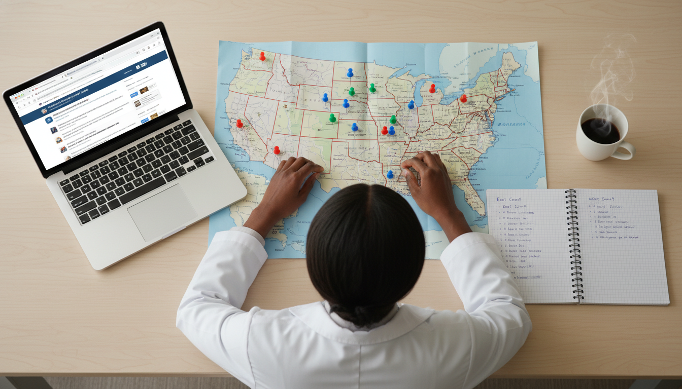 Map and residency planning with HBCU-affiliated institutions marked - HBCU residency programs for Geographic Flexibility for