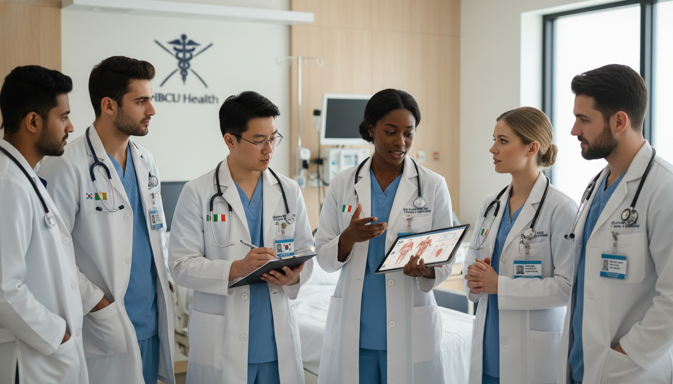 International residents working together in a teaching hospital International residents working together in a teaching hospital - HBCU residency programs for H-1B Sponsorship Programs for R