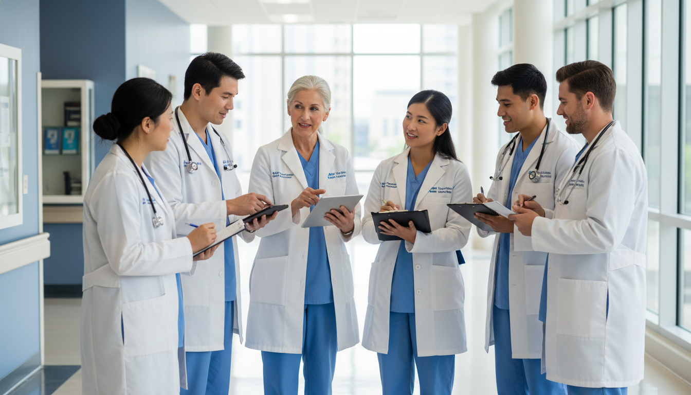Medical residents in Houston Texas Medical Center during teaching rounds Medical residents in Houston Texas Medical Center during teaching rounds - Houston residency programs for Failed Match Recove