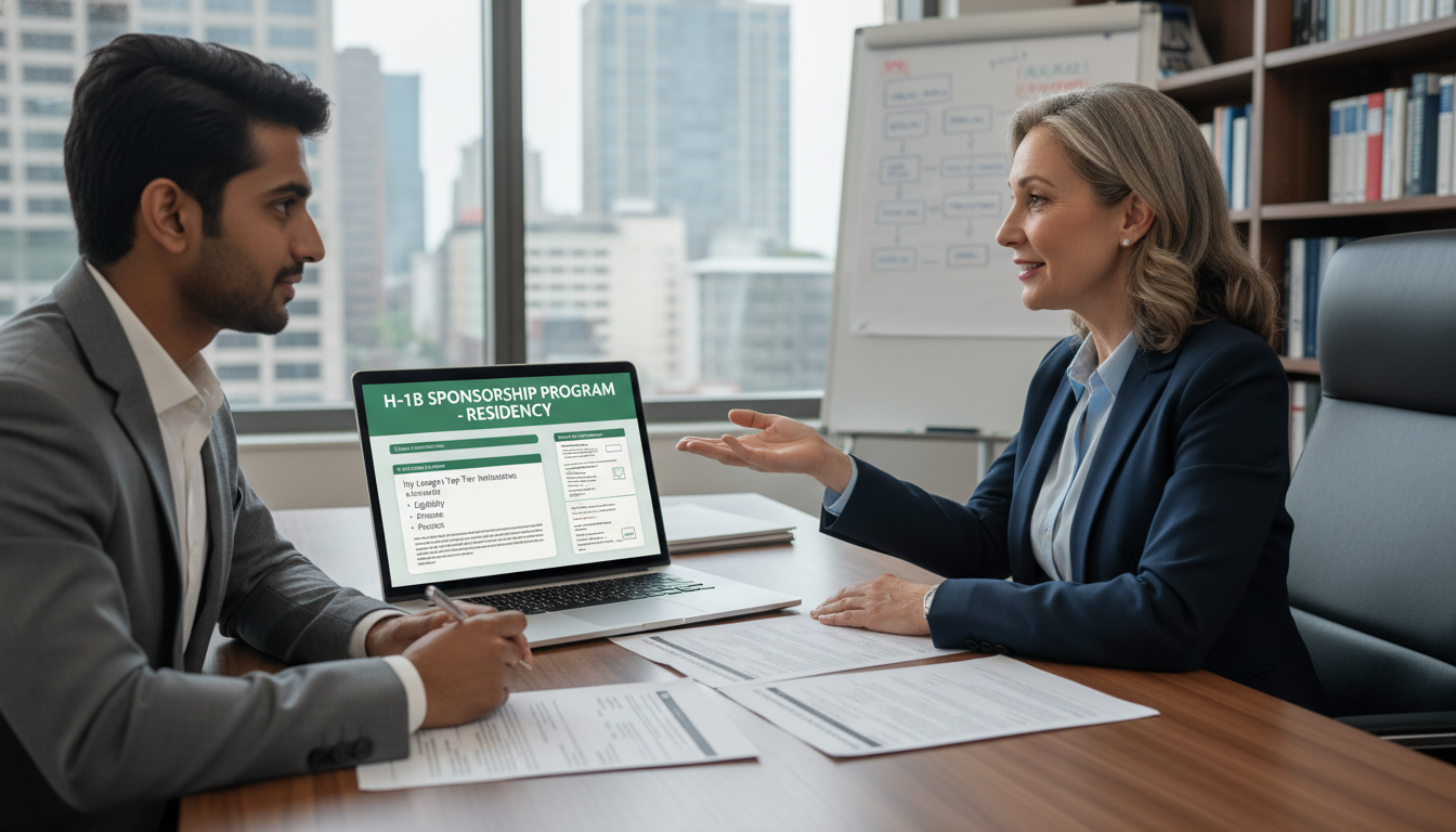 Residency program director discussing visa options with an IMG applicant Residency program director discussing visa options with an IMG applicant - Ivy League residency for H-1B Sponsorship Programs