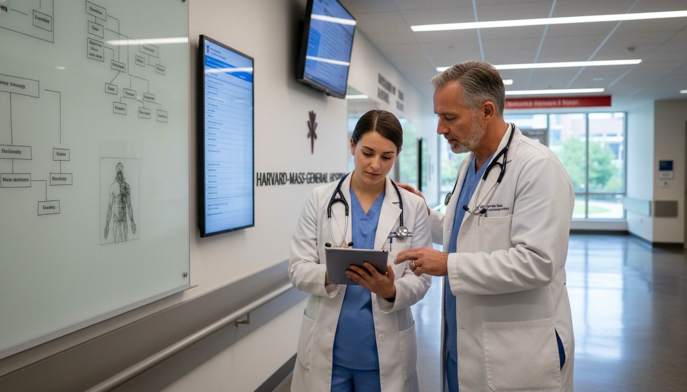 Resident physician receiving mentorship from an attending doctor - Ivy League residency for Low Step Score Strategies for Res