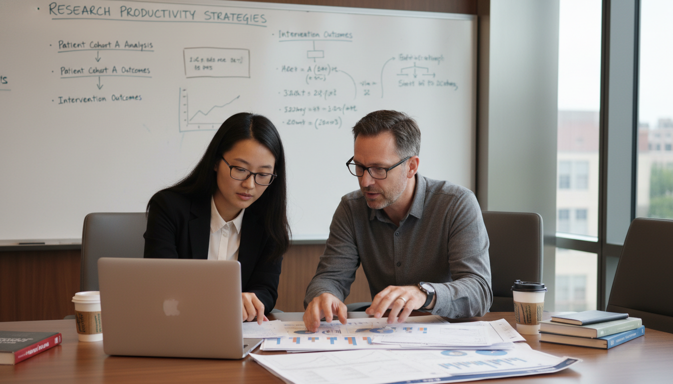 Medical student discussing research project with faculty mentor - Ivy League residency for Low Step Score Strategies for Resi