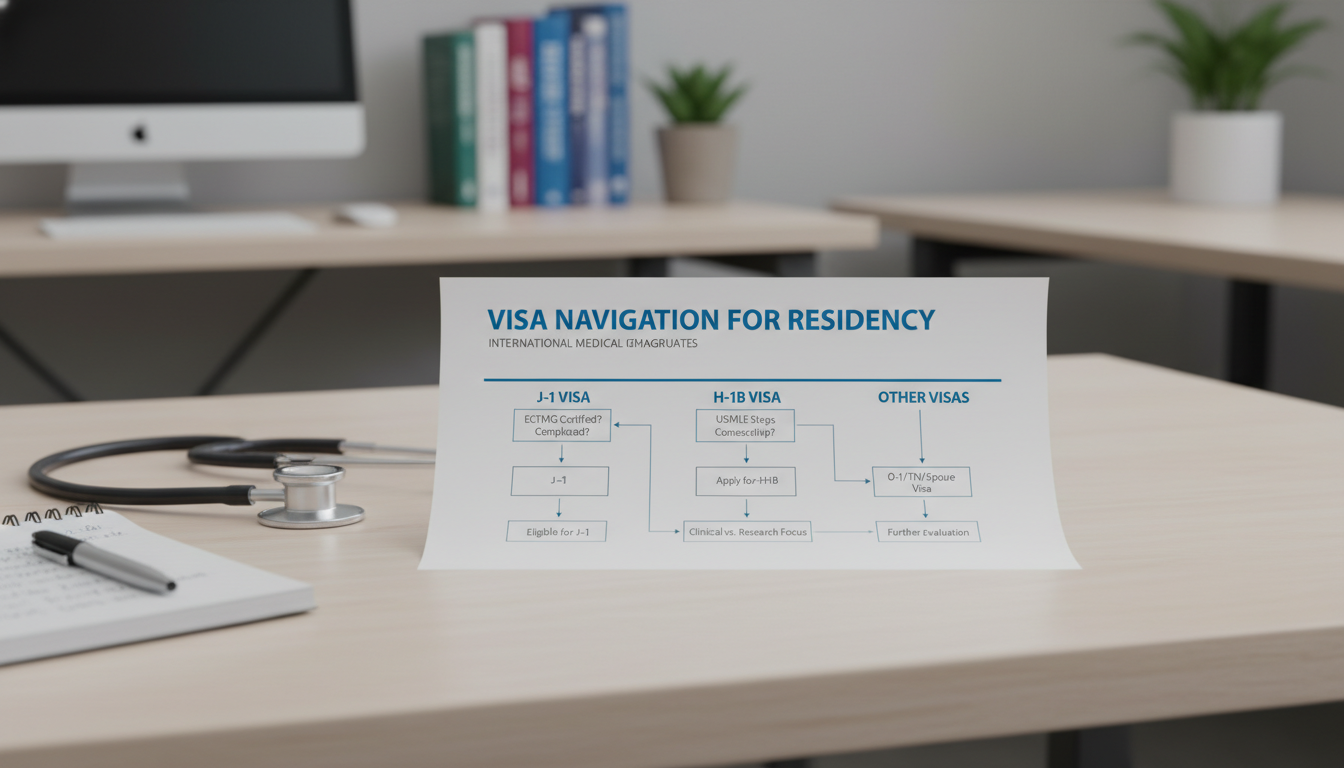 Flowchart explaining visa options for IMGs applying to Kaiser residency programs - Kaiser residency for Visa Navigation for R