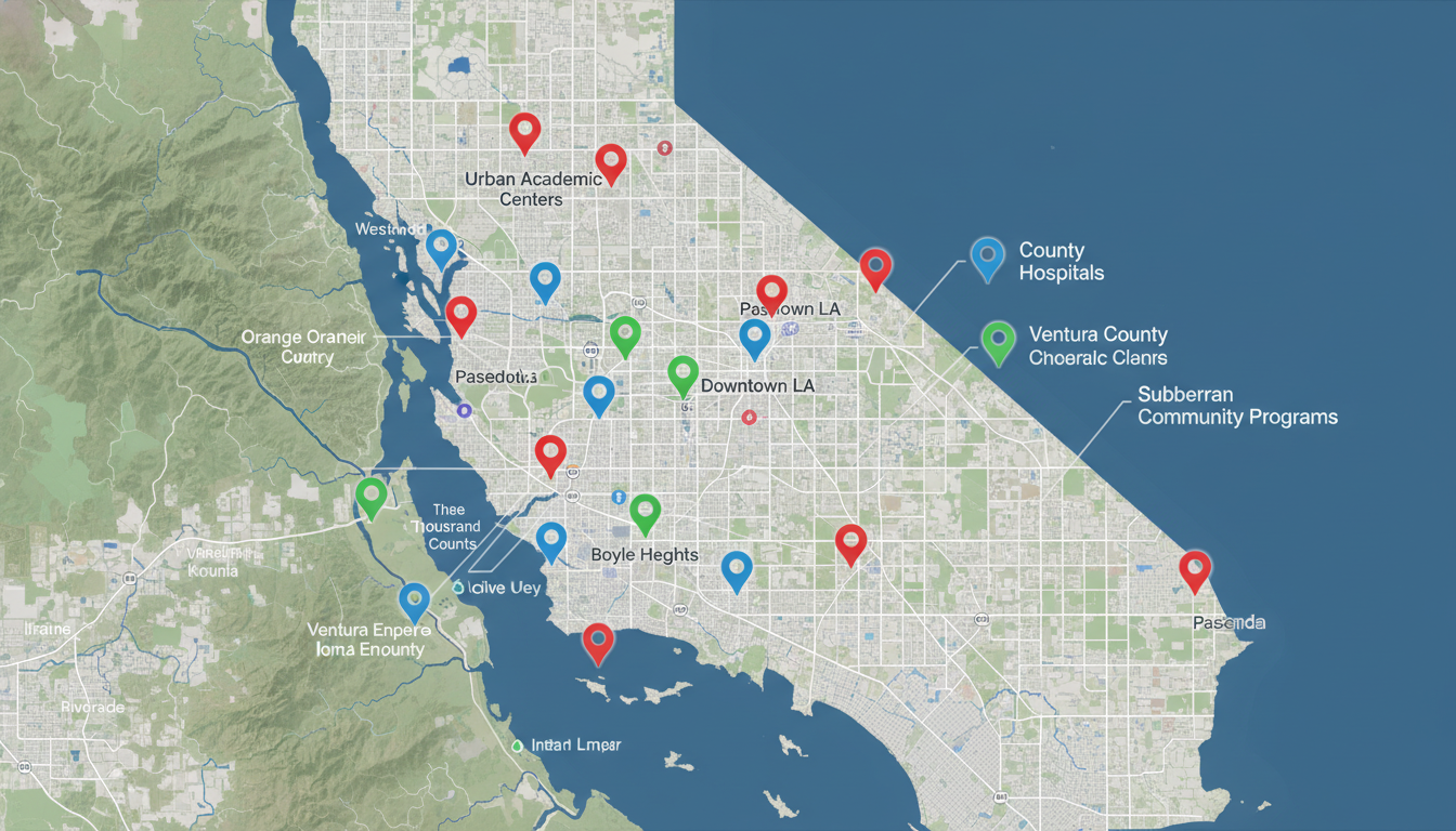 Map illustration of Los Angeles medical residency regions Map illustration of Los Angeles medical residency regions - LA residency programs for Geographic Flexibility for Residency Pr