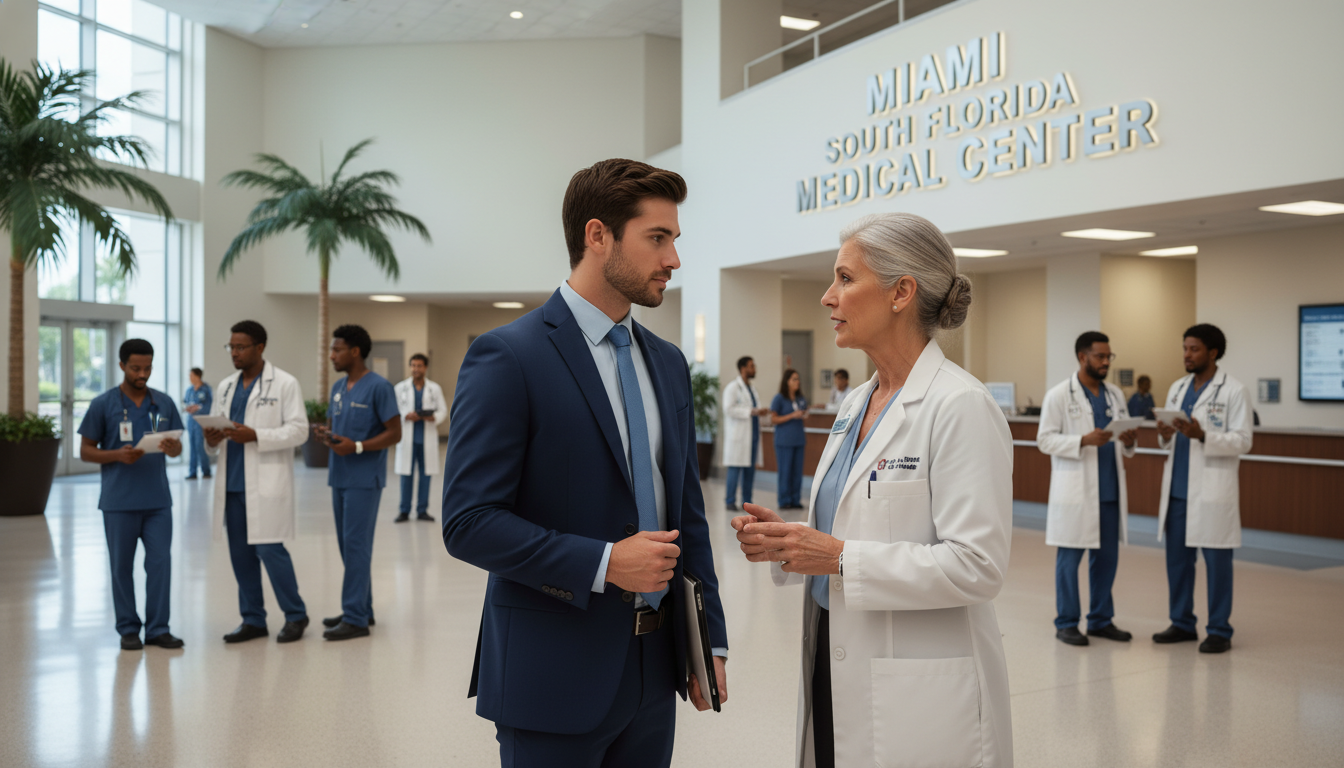 Medical graduate networking with faculty at a Miami hospital Medical graduate networking with faculty at a Miami hospital - Miami residency programs for Failed Match Recovery for Residen