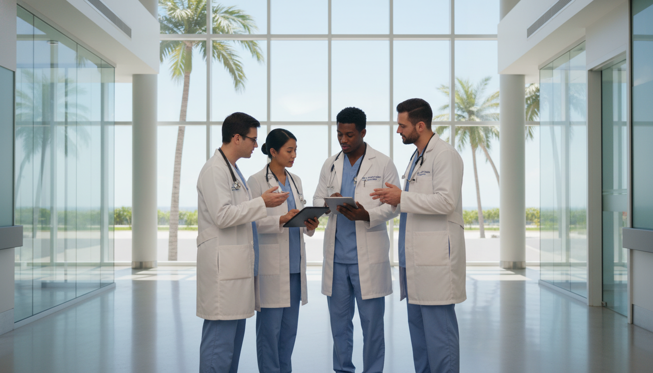 Resident physicians collaborating in a Miami hospital Resident physicians collaborating in a Miami hospital - Miami residency programs for Low Step Score Strategies for Residency