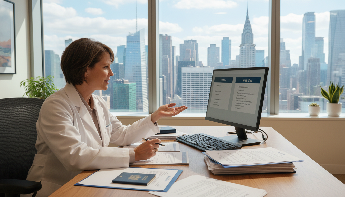 Program director and IMG discussing J-1 and H-1B options - NYC residency programs for Visa Navigation for Residency for Resid