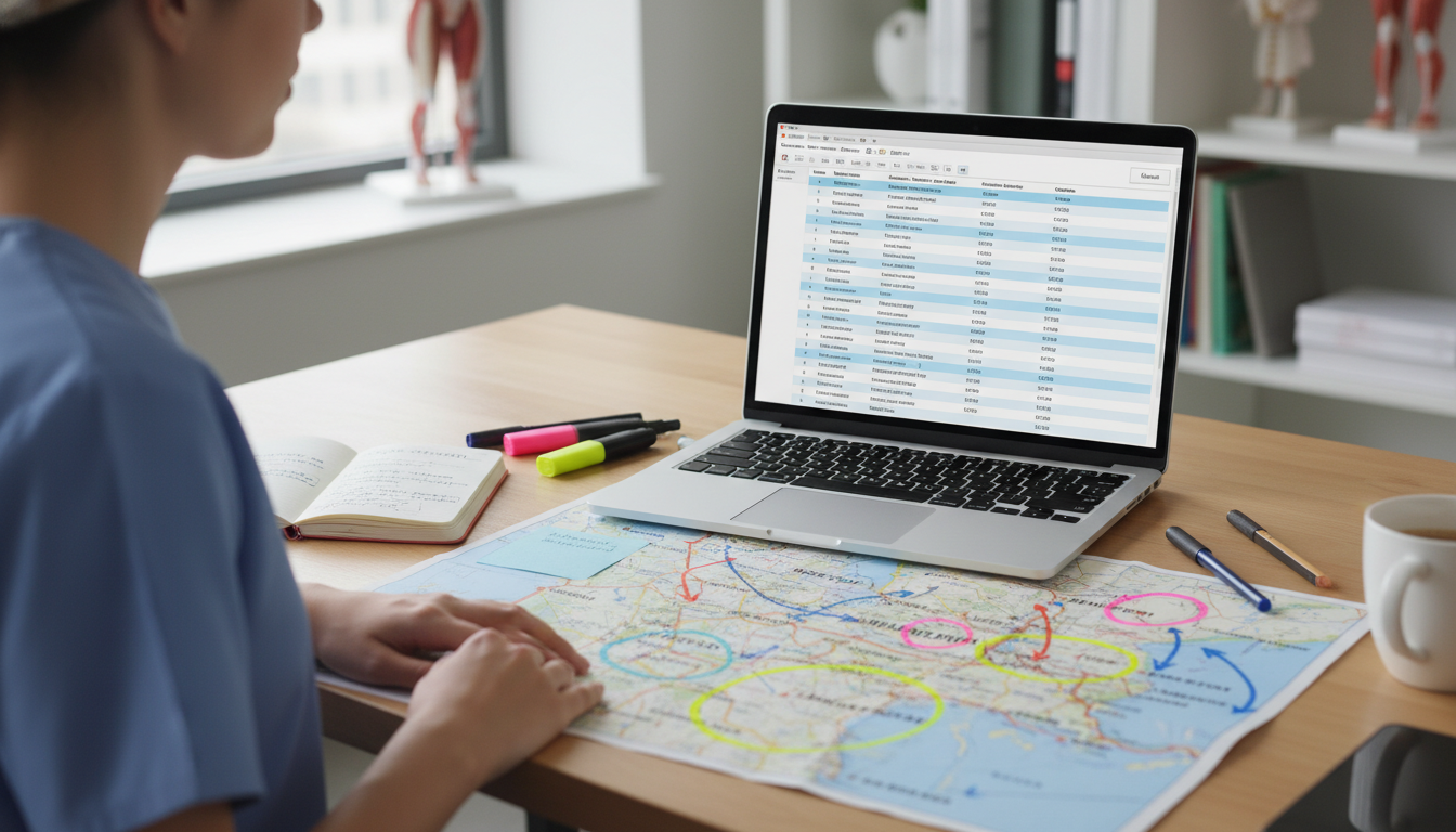 Map and laptop with residency applications highlighting the Northeast Corridor Map and laptop with residency applications highlighting the Northeast Corridor - northeast residency programs for Geographic