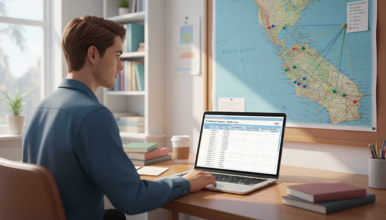 Medical student mapping residency regions on Pacific Coast map Medical student mapping residency regions on Pacific Coast map - west coast residency for Geographic Flexibility for Residenc