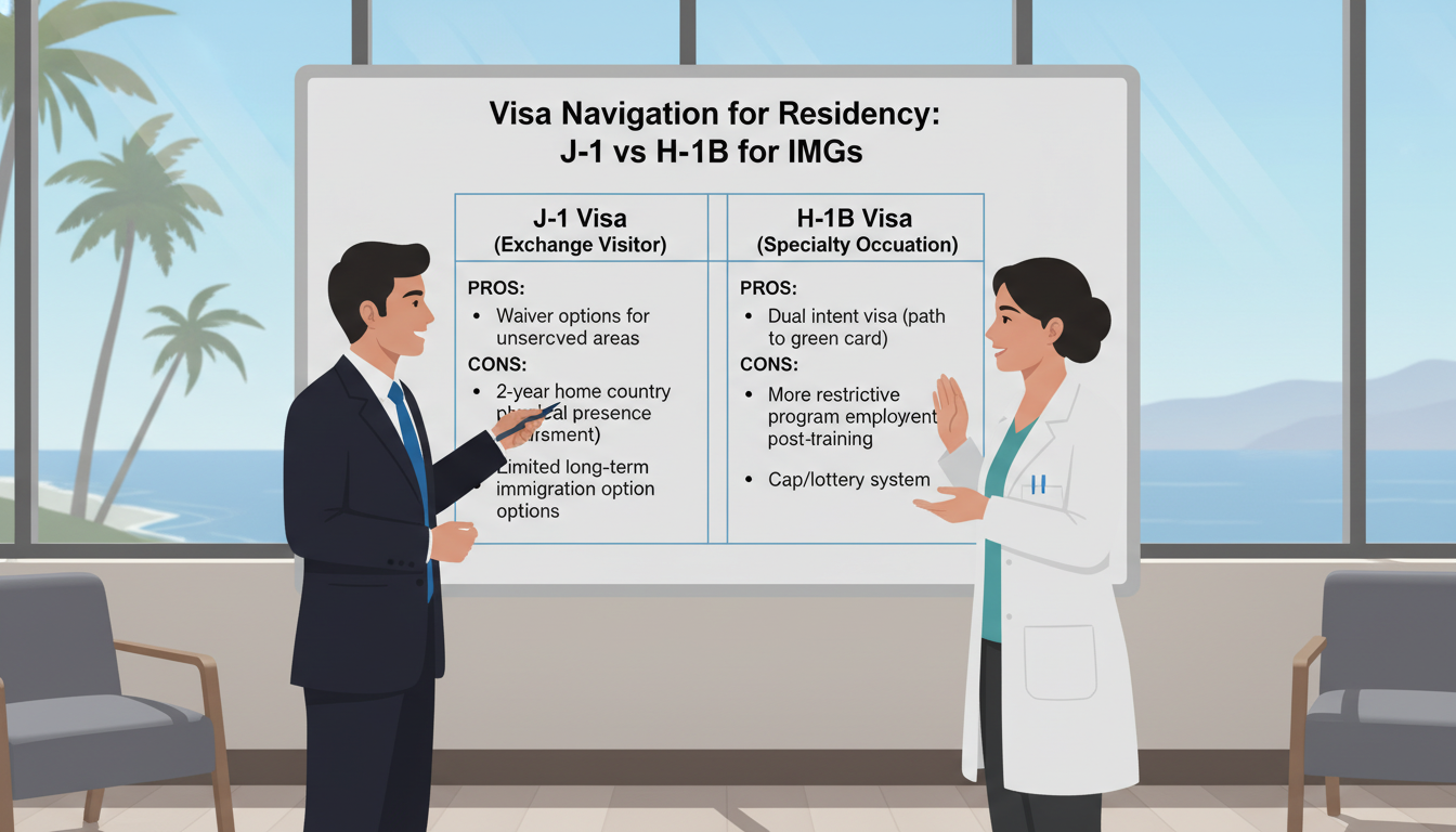 Comparison of J-1 and H-1B visa options for medical residency - west coast residency for Visa Navigation for Residency for Re