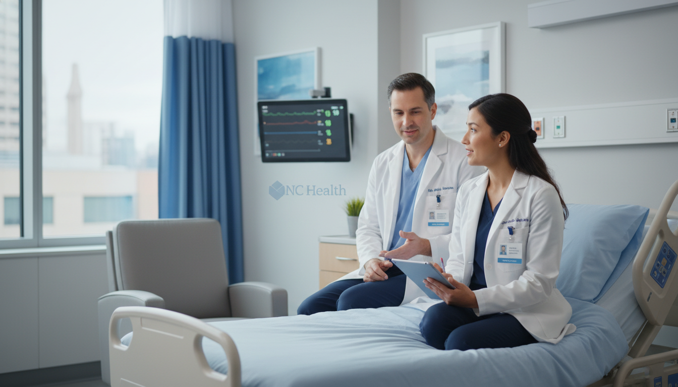 Medical student performing clinical skills with a mentor in a North Carolina teaching hospital - North Carolina residency for