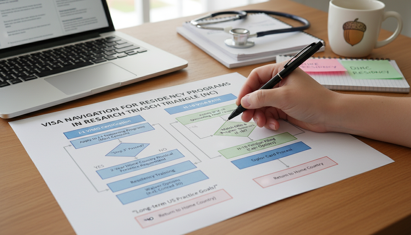 Flowchart of J-1 versus H-1B decision-making for residency applicants Flowchart of J-1 versus H-1B decision-making for residency applicants - North Carolina residency for Visa Navigation for Resi