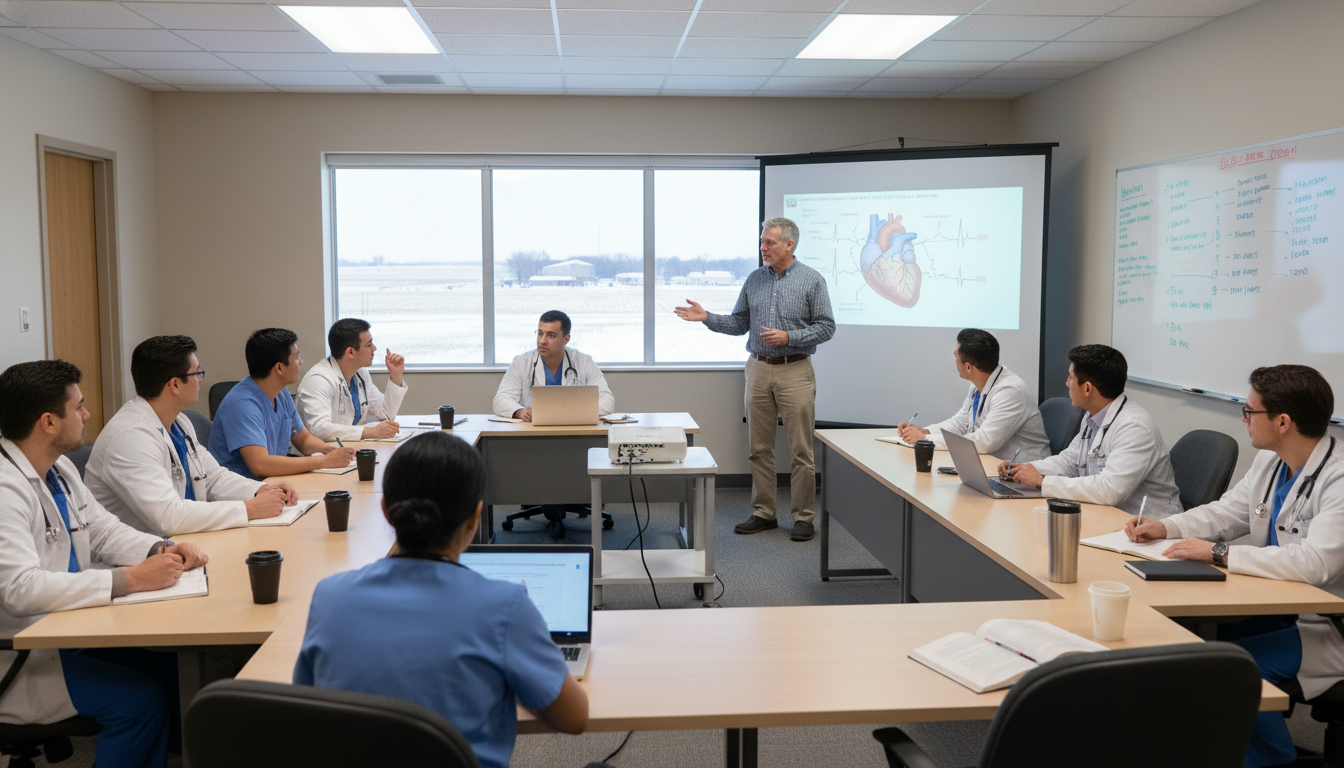 Medical residents during didactic session at a rural Midwest teaching hospital Medical residents during didactic session at a rural Midwest teaching hospital - rural Midwest residency for H-1B Sponsorship