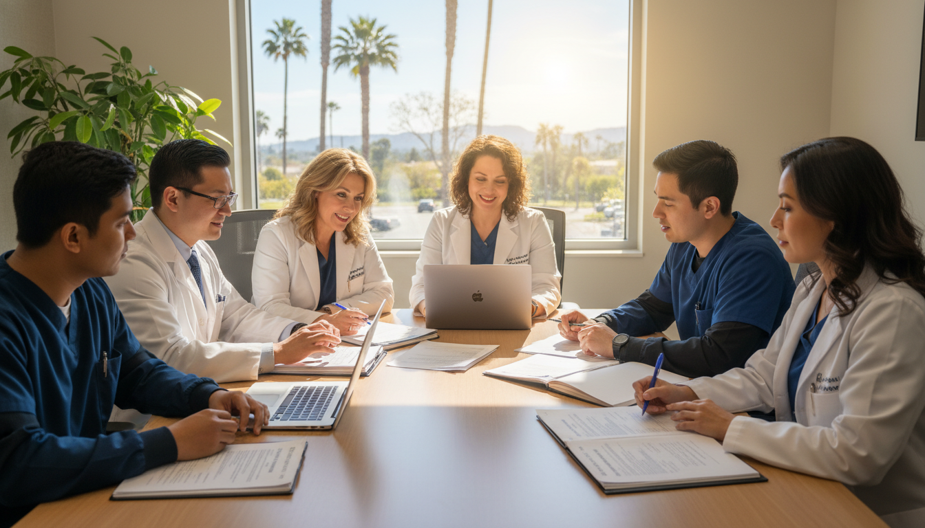 Residents discussing visa options with program coordinator Residents discussing visa options with program coordinator - Southern California residency for H-1B Sponsorship Programs for