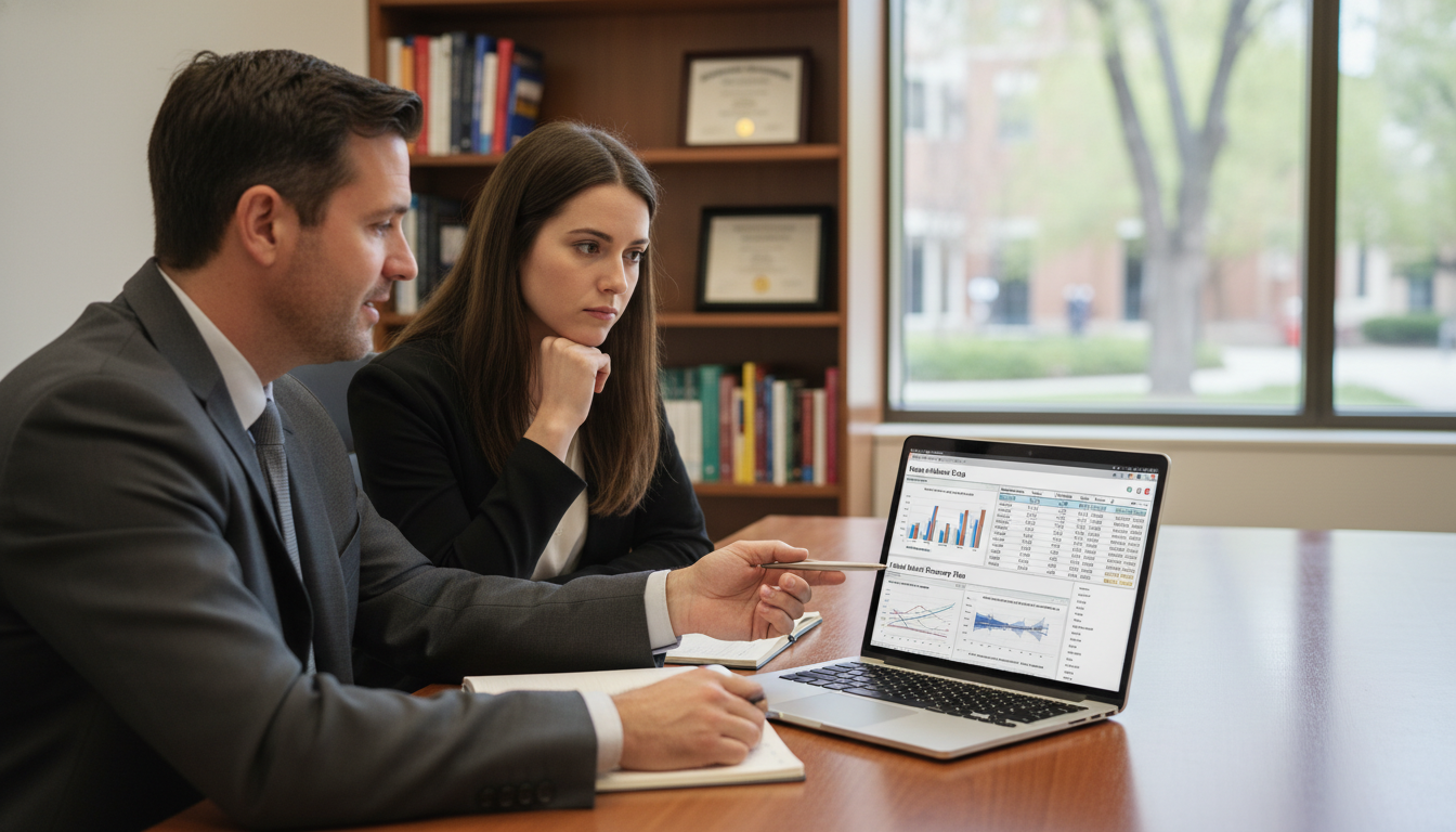 Advisor and unmatched residency applicant reviewing application data Advisor and unmatched residency applicant reviewing application data - state university residency for Failed Match Recovery f