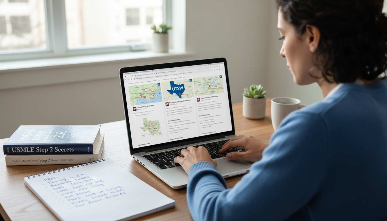 Medical student comparing state university residency options on a laptop Medical student comparing state university residency options on a laptop - state university residency for Geographic Flexibil