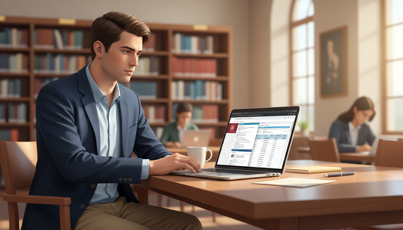 Medical student researching state university residency programs on a laptop - state university residency for Low Step Score S