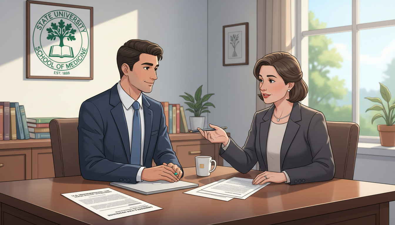 International medical graduate meeting with residency program advisor about visa options - state university residency for Vis