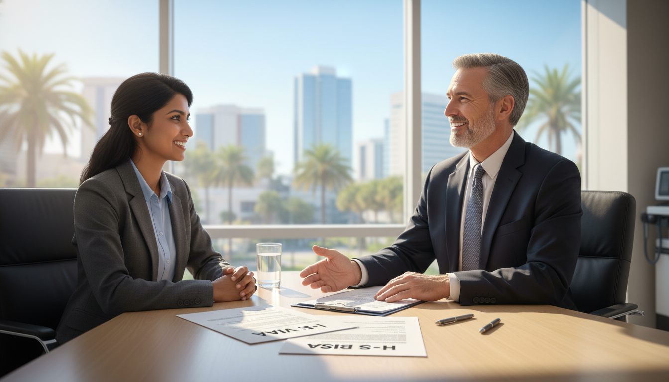 Program director and IMG discussing visa options during a residency interview Program director and IMG discussing visa options during a residency interview - sun belt residency for Visa Navigation for Re