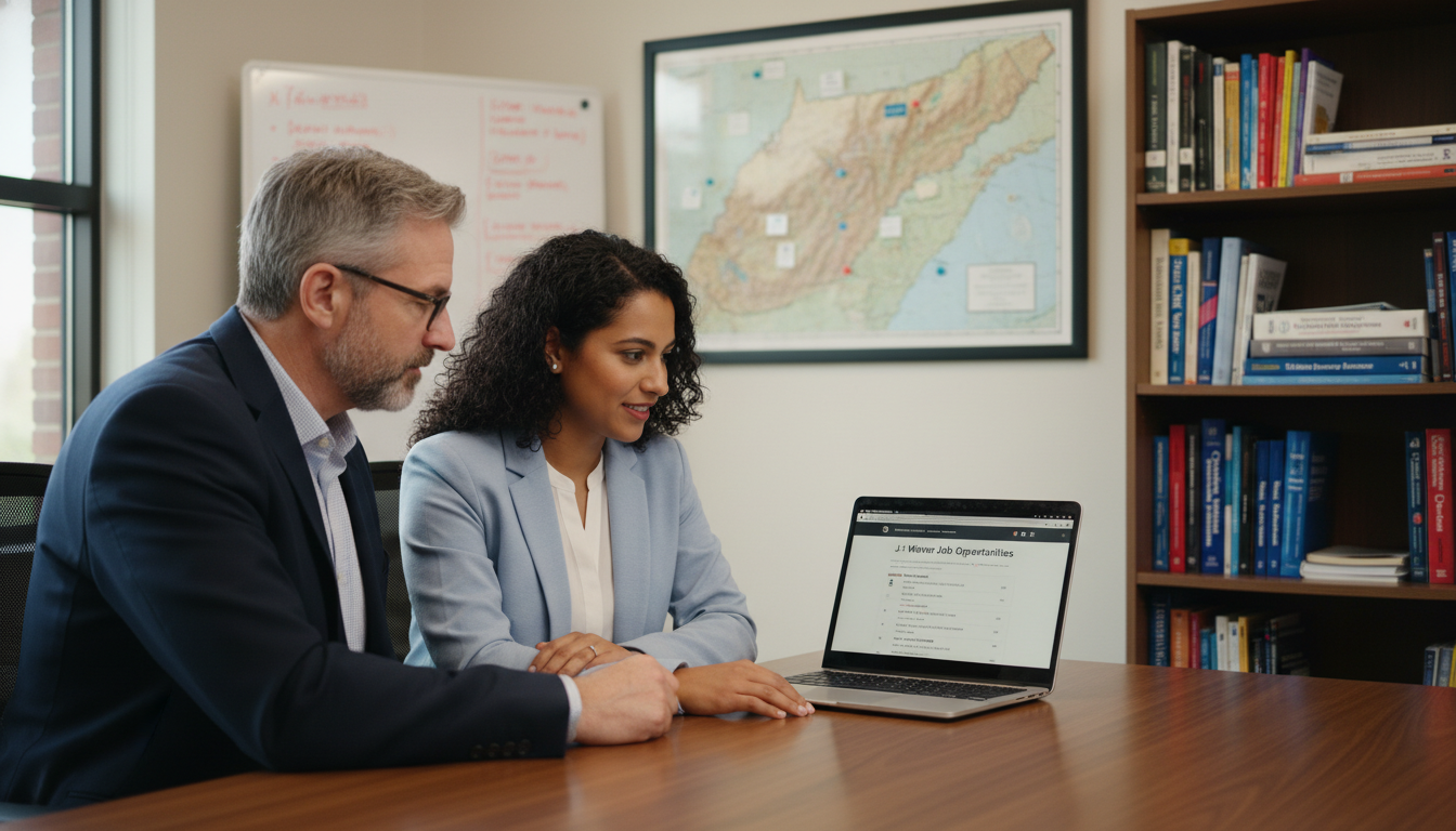 Family medicine resident meeting with mentor about J-1 waiver options Family medicine resident meeting with mentor about J-1 waiver options - family medicine residency for Family Medicine Program