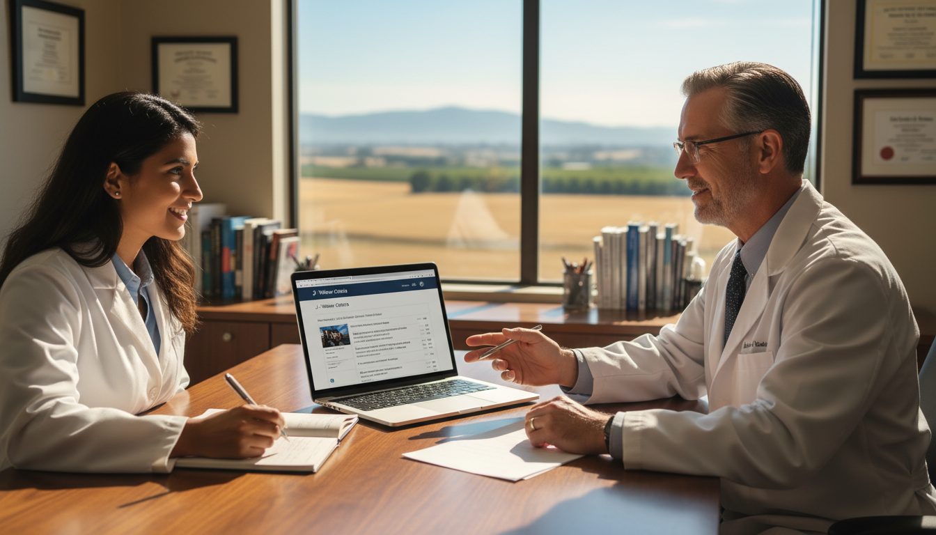 Family medicine resident meeting with mentor to discuss J-1 waiver job options in Central Valley - family medicine residency