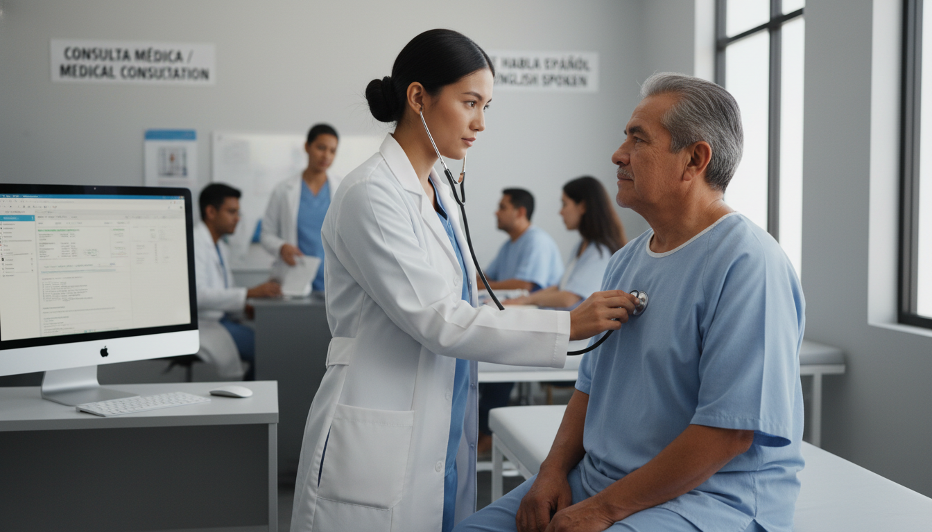 Internal medicine resident working with underserved patients in a US-Mexico border clinic Internal medicine resident working with underserved patients in a US-Mexico border clinic - internal medicine residency for I