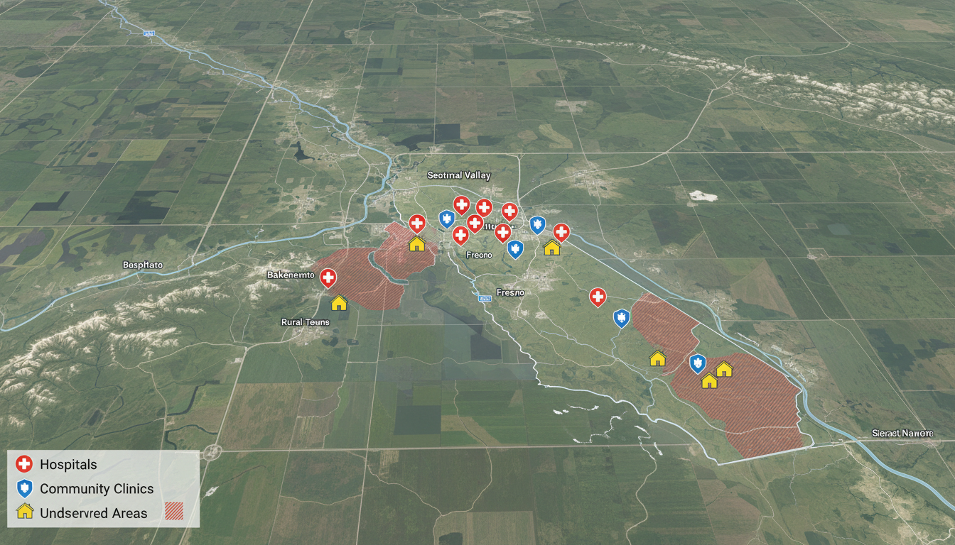 Map and Healthcare Facilities of California Central Valley Map and Healthcare Facilities of California Central Valley - OB GYN residency for Obstetrics & Gynecology Programs in Califor