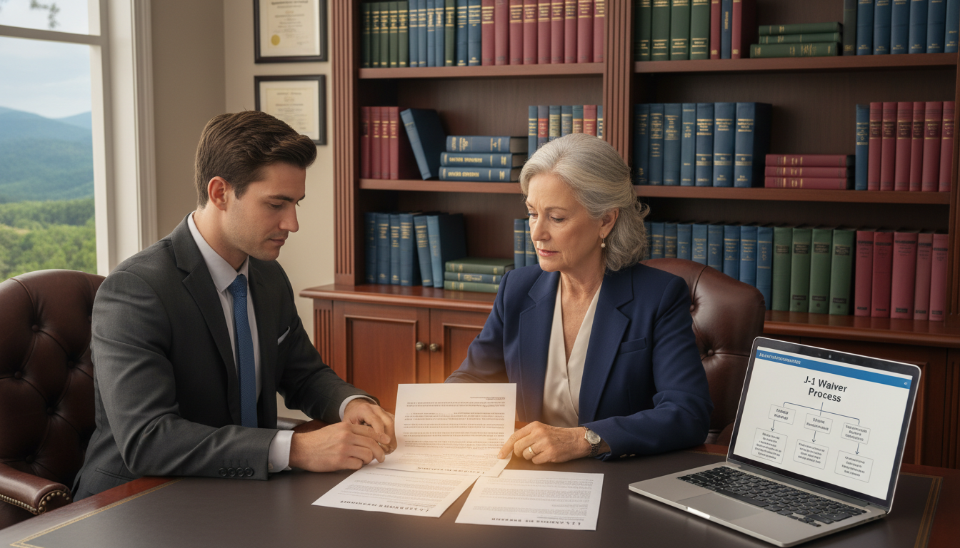 Psychiatry resident reviewing J-1 waiver contract with mentor - psychiatry residency for Psychiatry Programs in Appalachia: J