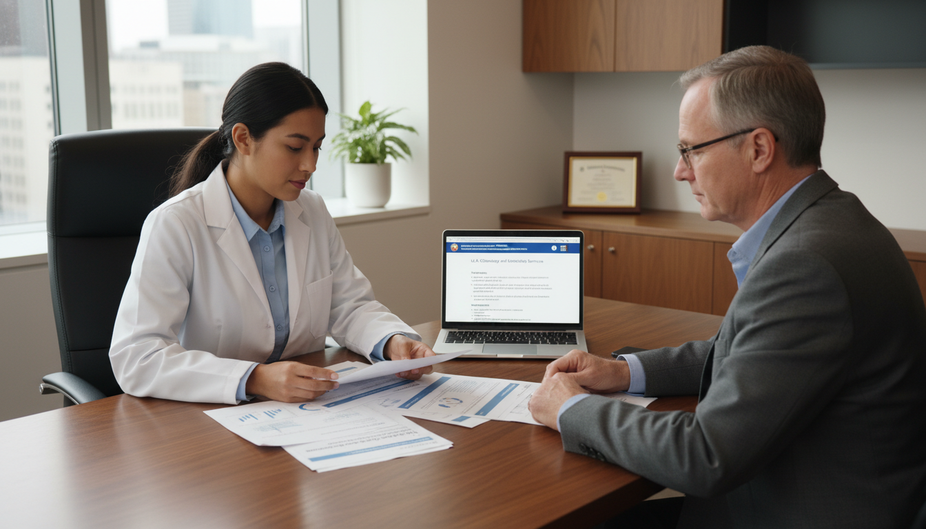 International medical graduate discussing H-1B options with program coordinator International medical graduate discussing H-1B options with program coordinator - addiction medicine fellowship for H-1B Spon