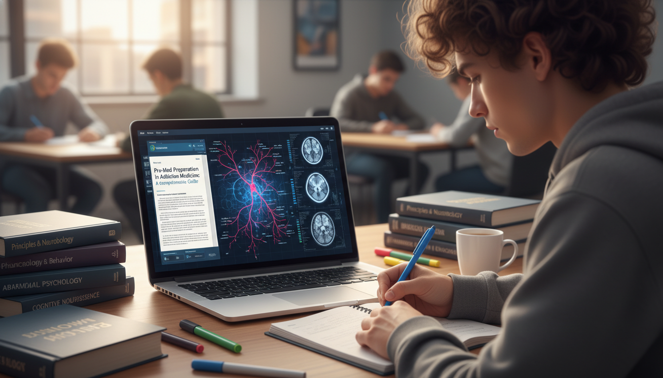 Premed student studying neuroscience and addiction Premed student studying neuroscience and addiction - addiction medicine fellowship for Pre-Med Preparation in Addiction Medic