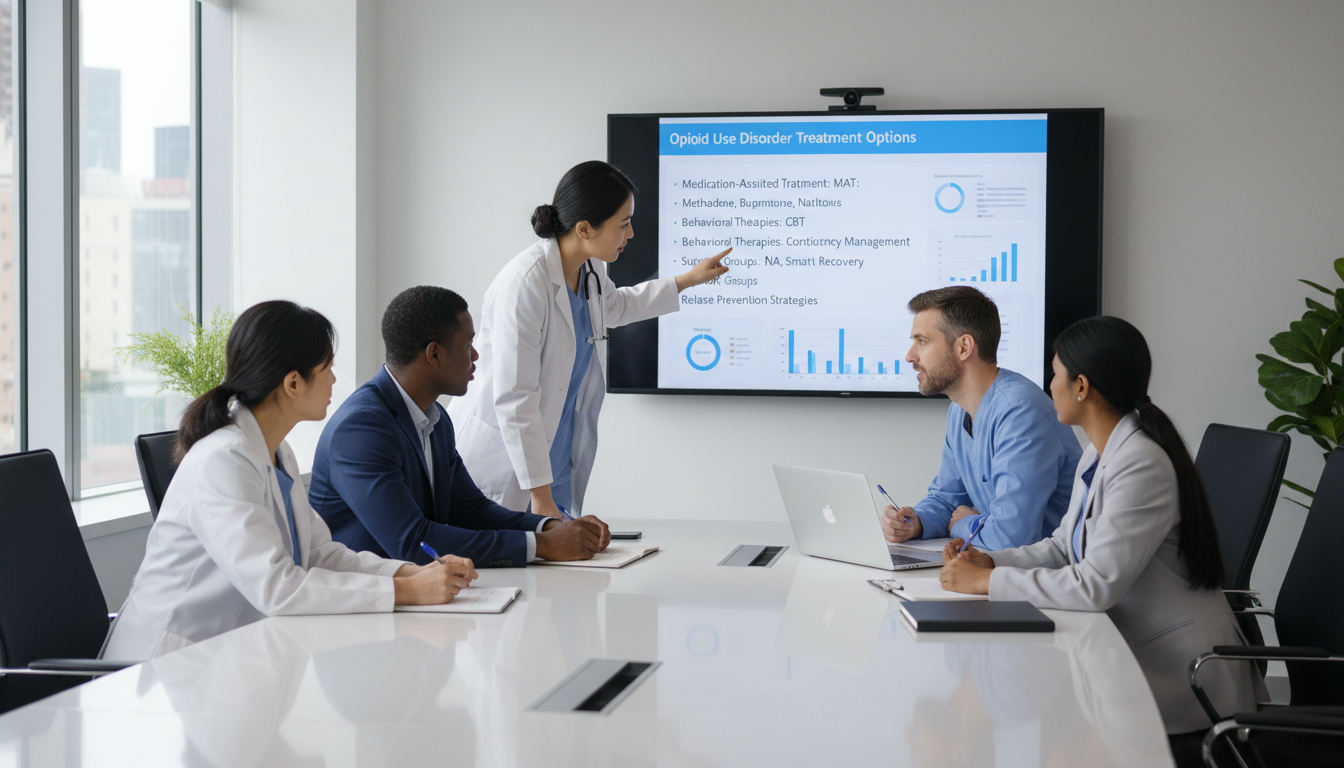 Multidisciplinary addiction medicine team discussing a complex case Multidisciplinary addiction medicine team discussing a complex case - addiction medicine fellowship for How to Research Progr