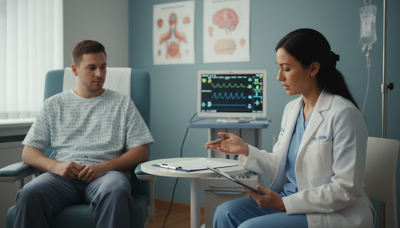 Anesthesiologist performing a preoperative assessment Anesthesiologist performing a preoperative assessment - anesthesiology residency for Choosing a Medical Specialty in Anesthes