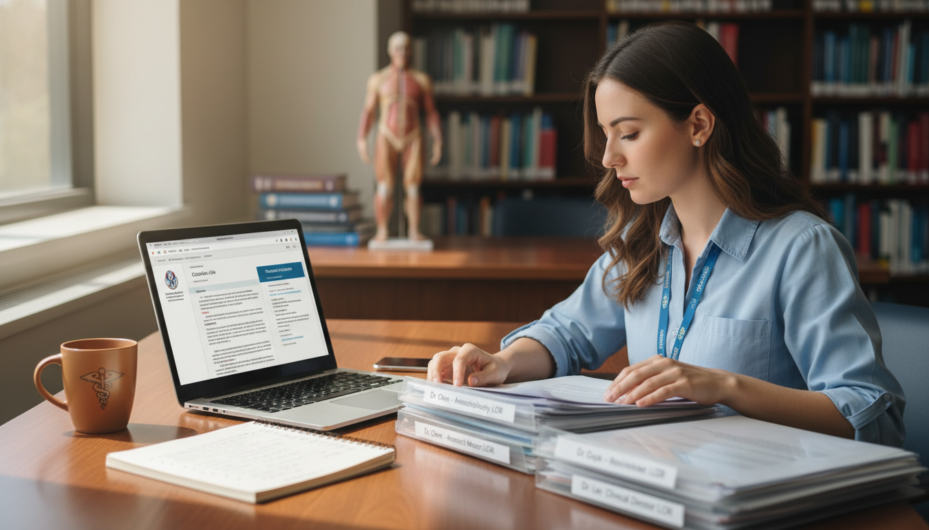 Medical student preparing letter of recommendation materials on laptop Medical student preparing letter of recommendation materials on laptop - anesthesiology residency for Letters of Recommendati