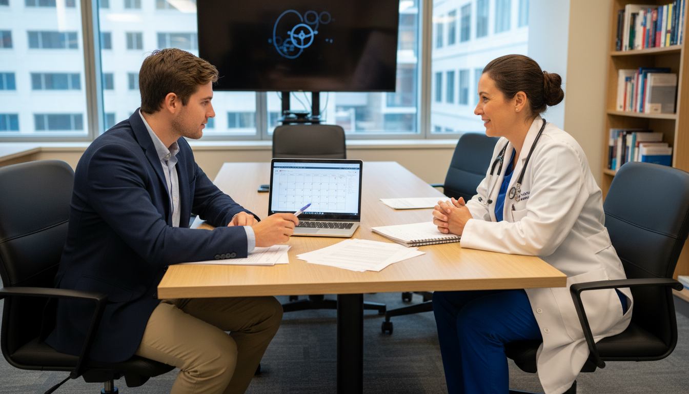 Medical student meeting anesthesiologist mentor to arrange shadowing - anesthesiology residency for Medical Shadowing Experie