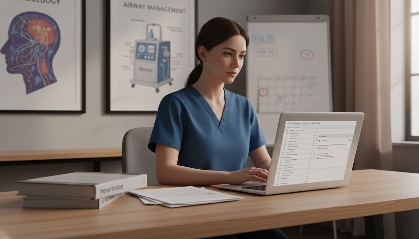 An anesthesiology resident reviewing rank list and sending a professional email An anesthesiology resident reviewing rank list and sending a professional email - anesthesiology residency for Pre-Match Comm