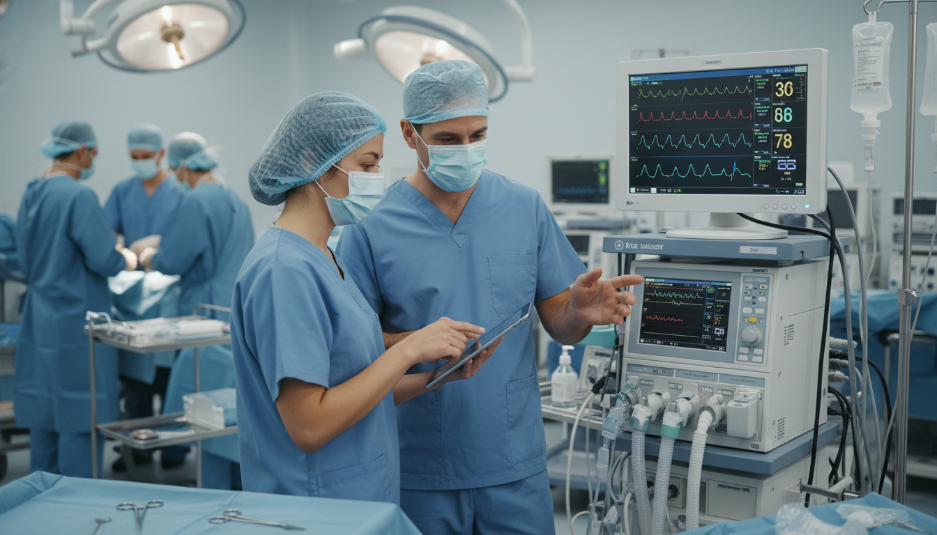 Resident and attending anesthesiologist in operating room reviewing case Resident and attending anesthesiologist in operating room reviewing case - anesthesiology residency for How to Research Progr