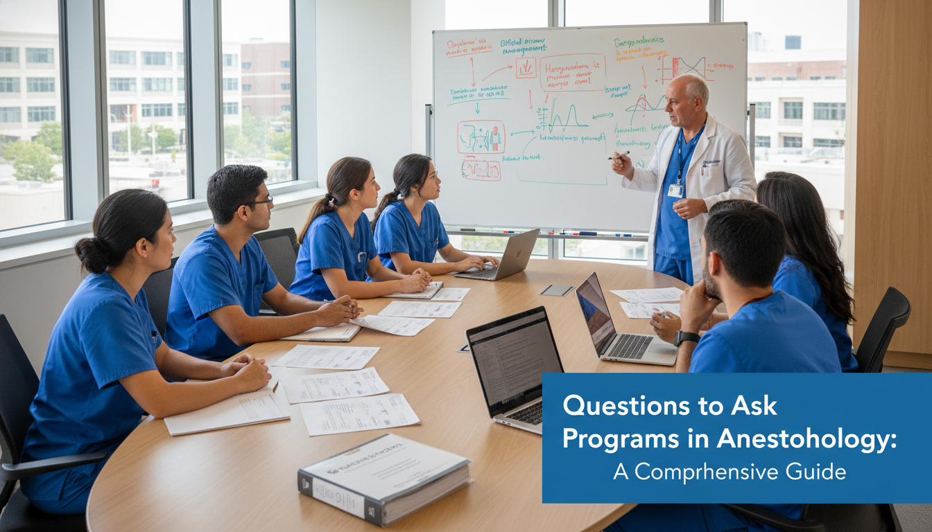 Anesthesia residents discussing cases and curriculum in a teaching conference room - anesthesiology residency for Questions t