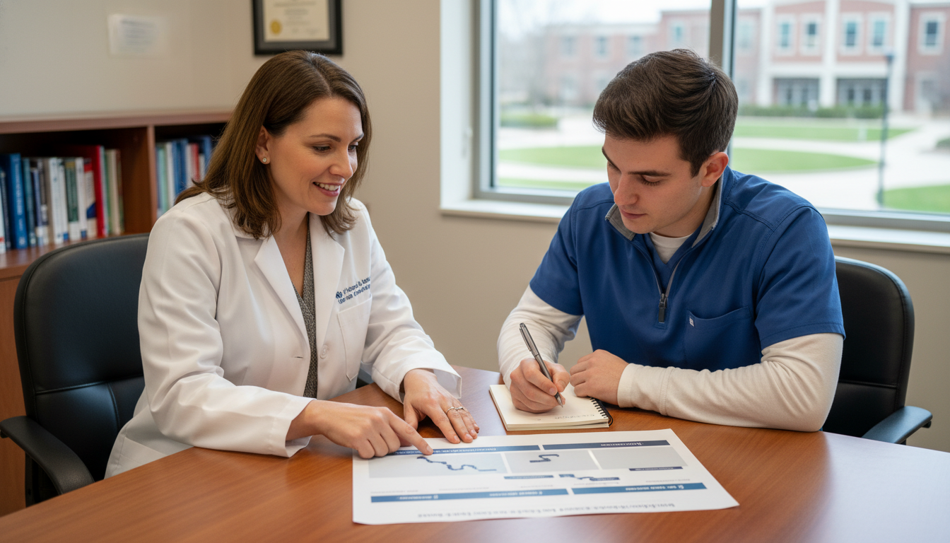 Mentor and anesthesiology applicant reviewing gaps and career timeline Mentor and anesthesiology applicant reviewing gaps and career timeline - anesthesiology residency for Addressing Red Flags in