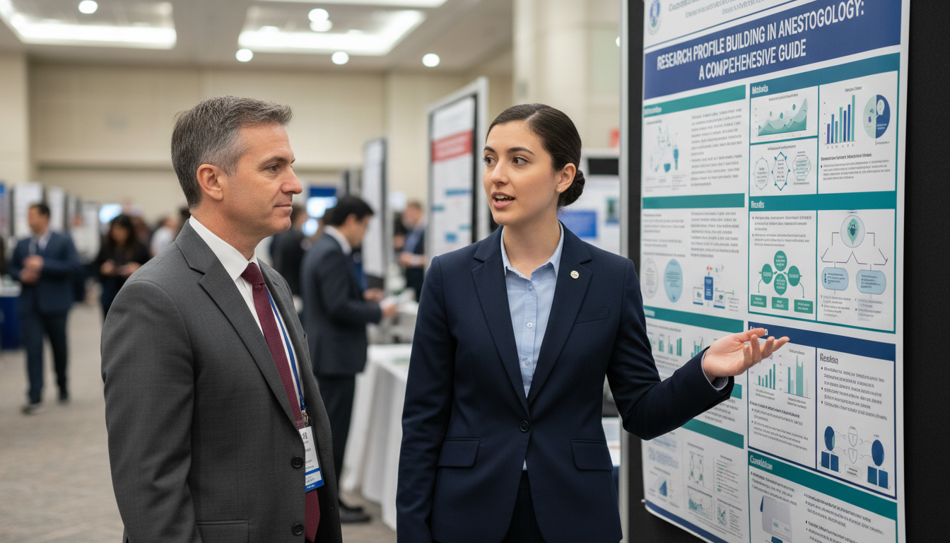 Anesthesiology Resident Presenting Research Poster at a Medical Conference Anesthesiology Resident Presenting Research Poster at a Medical Conference - anesthesiology residency for Research Profile Bu