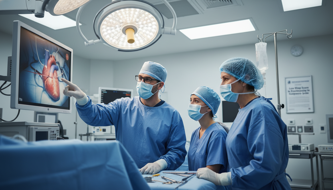 Cardiothoracic surgery team mentoring a medical student in the OR - cardiothoracic surgery residency for Low Step Score Strat