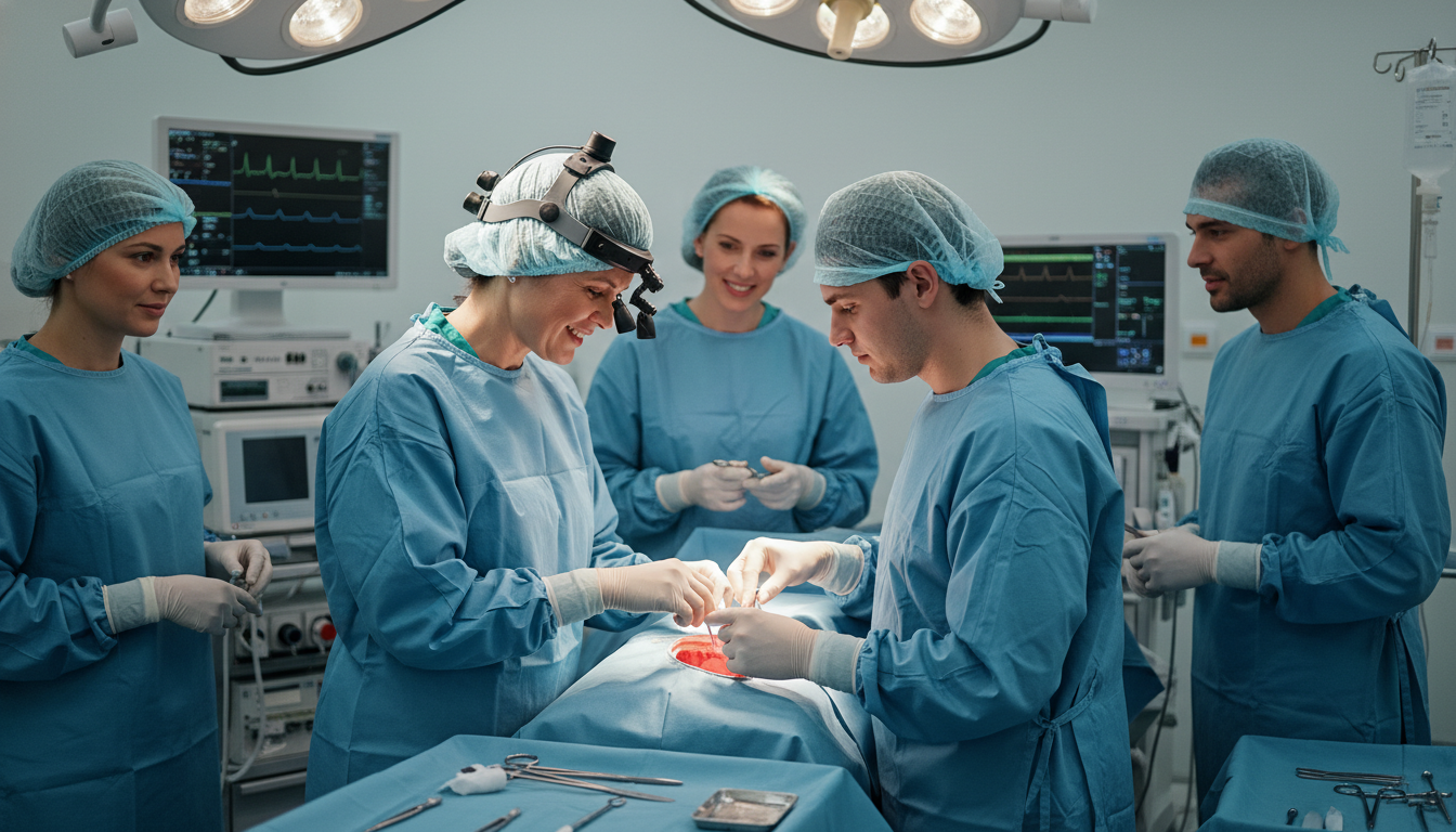 Cardiothoracic surgery team in operating room emphasizing collaboration Cardiothoracic surgery team in operating room emphasizing collaboration - cardiothoracic surgery residency for Identifying Ma