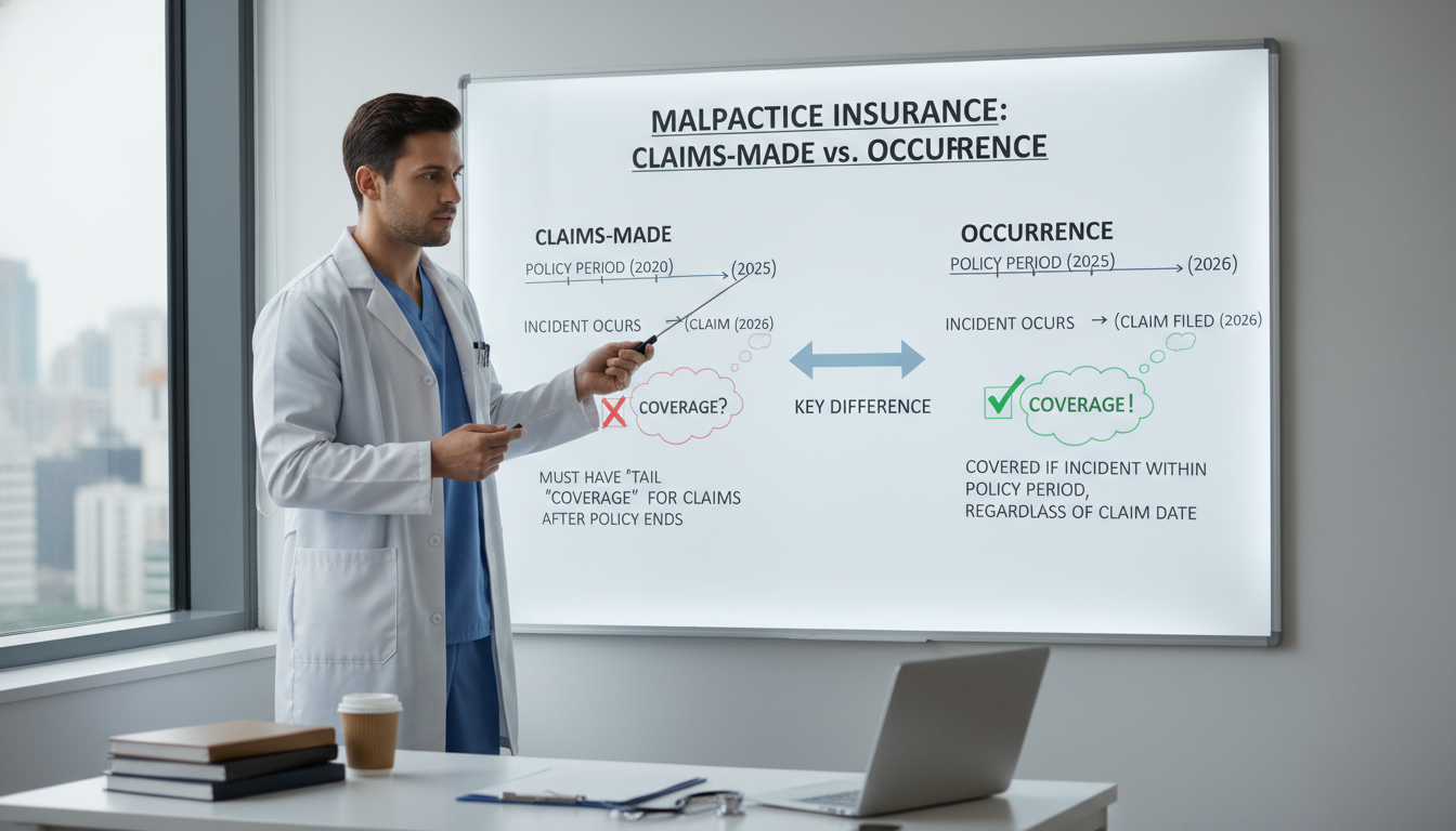 Diagram explaining claims-made versus occurrence malpractice policies Diagram explaining claims-made versus occurrence malpractice policies - cardiothoracic surgery residency for Malpractice Insu