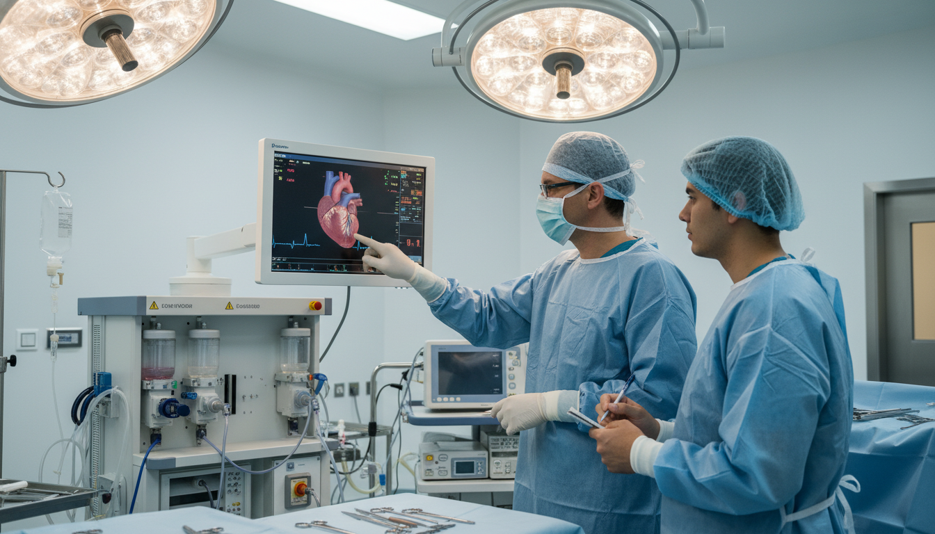 Cardiothoracic surgeon teaching medical student in operating room - cardiothoracic surgery residency for Medical Shadowing Ex